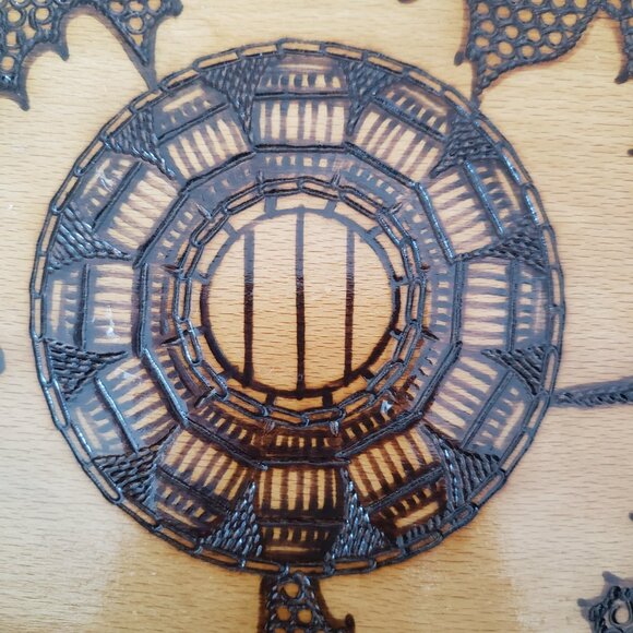 Primitive Wood Serving Tray Pyrography Burned Décor Plate Albania – Signed - Picture 5 of 11